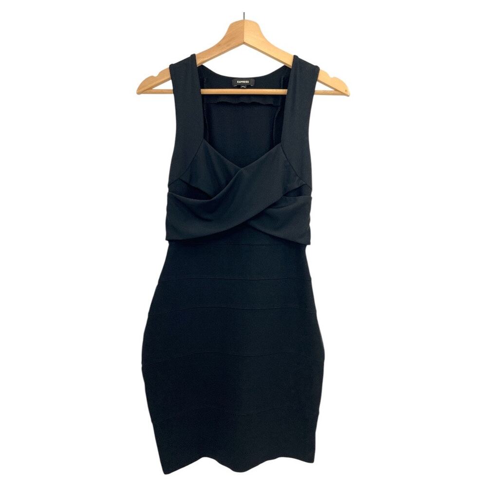 Express XS Black Bandage Dress Mini Bodycon Sleeveless Sweetheart Neck Sexy